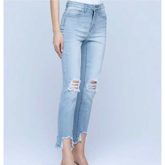 L'AGENCE High Line Skinny Classic Brasie Angle Jeans Raw Hem High Rise Women 27 - Picture 3 of 12